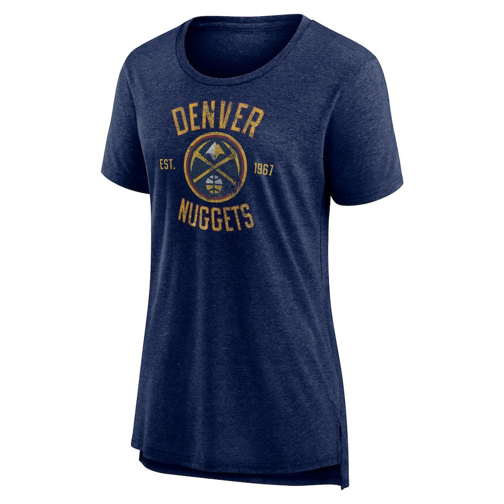 Denver Nuggets Women's Heritage Tri-Blend T-Shirt Heather Navy - NBA