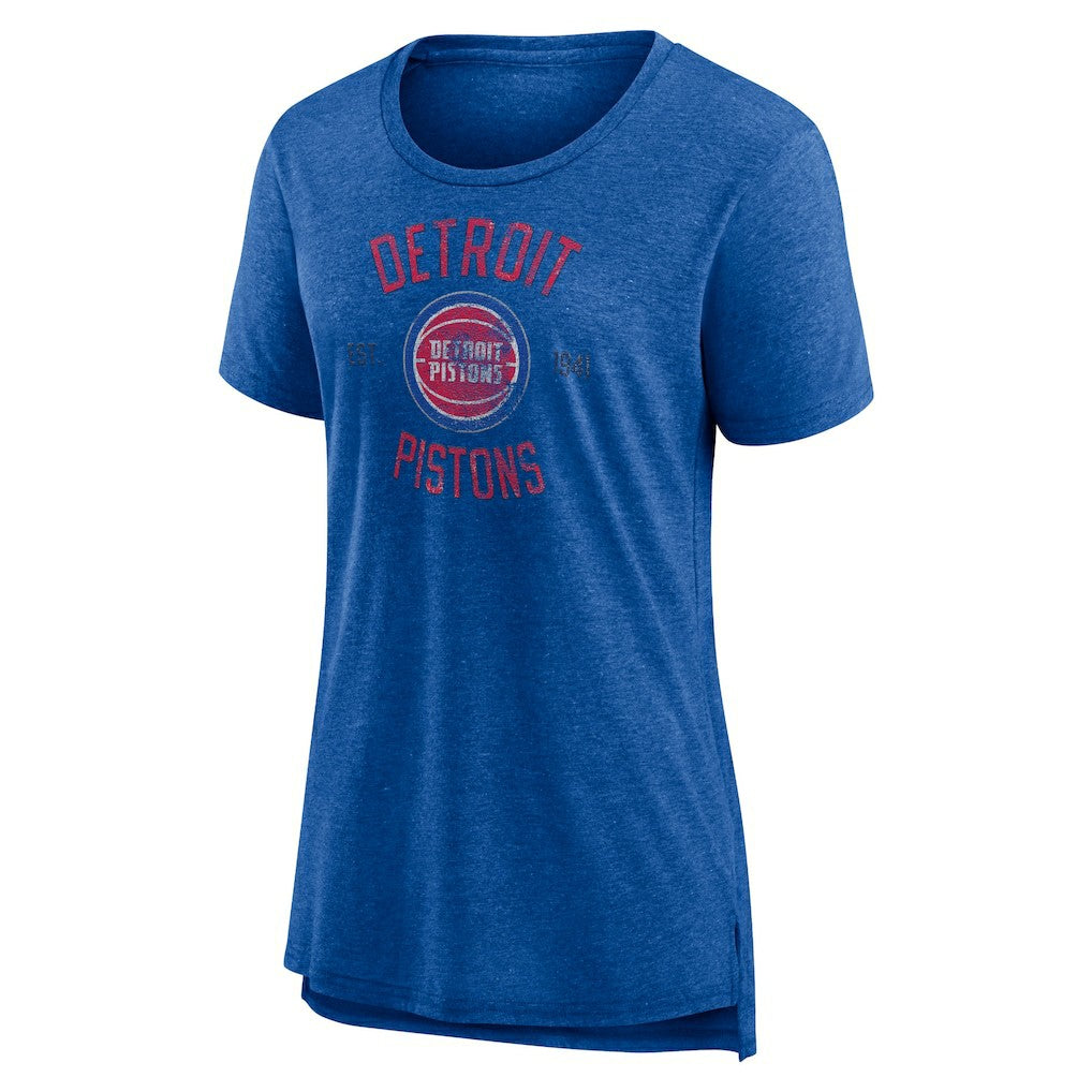 Detroit Pistons Women's Heritage Tri-Blend T-Shirt Heather Blue - NBA