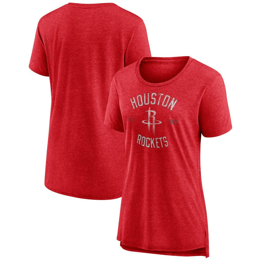 Houston Rockets Women's Heritage Tri-Blend T-Shirt Heather Red - NBA