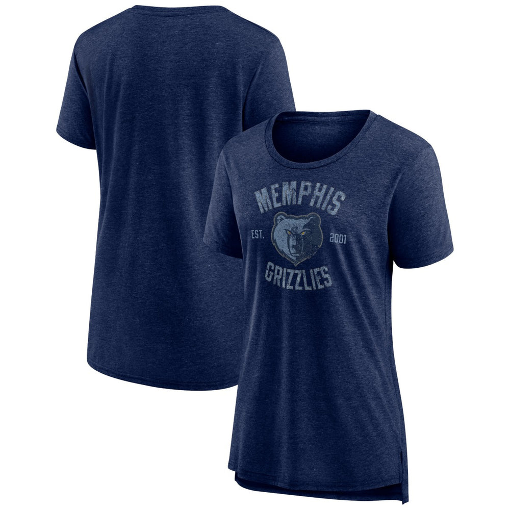 Memphis Grizzlies Women's Heritage Tri-Blend T-Shirt Heather Navy - NBA