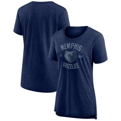 Memphis Grizzlies Women's Heritage Tri-Blend T-Shirt Heather Navy - NBA