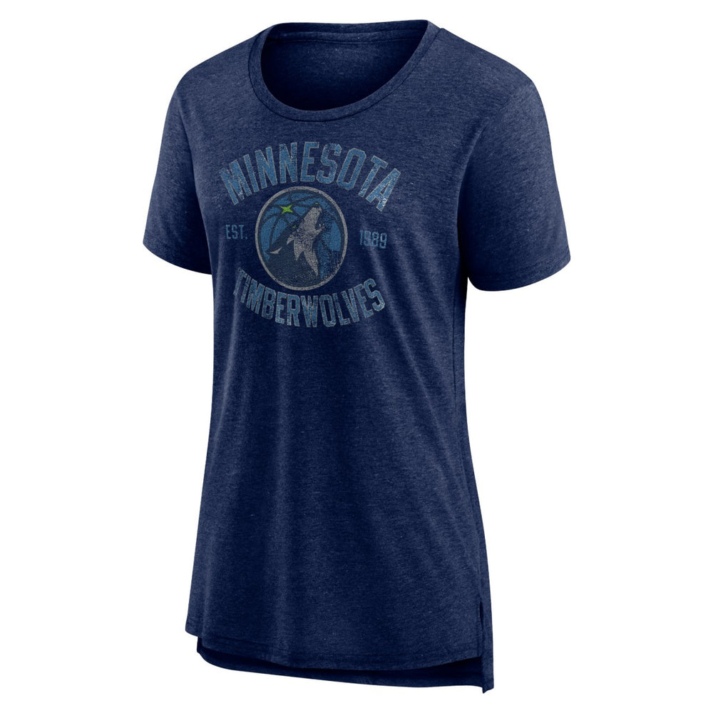 Minnesota Timberwolves Women's Heritage Tri-Blend T-Shirt Heather Navy - NBA