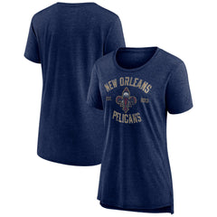 New Orleans Pelicans Women's Heritage Tri-Blend T-Shirt Heather Navy - NBA