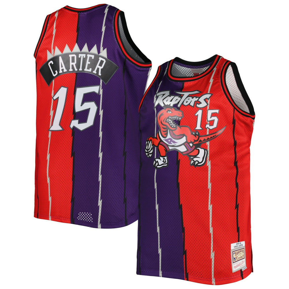 Vince Carter Toronto Raptors Big & Tall Hardwood Classics 1998/99 Split Swingman Jersey Purple/Red - NBA