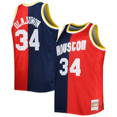 Hakeem Olajuwon Houston Rockets Big & Tall Hardwood Classics 1993/94 Split Swingman Jersey Navy/Red - NBA