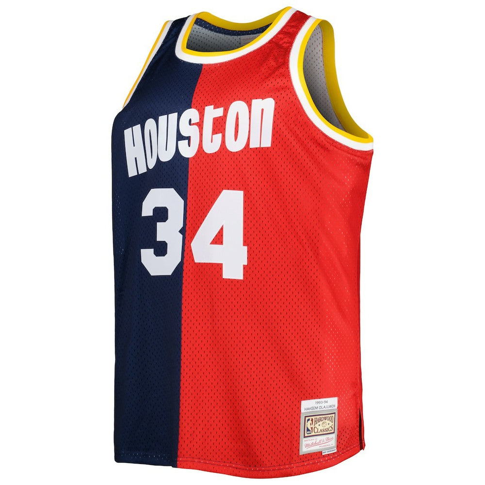 Hakeem Olajuwon Houston Rockets Big & Tall Hardwood Classics 1993/94 Split Swingman Jersey Navy/Red - NBA