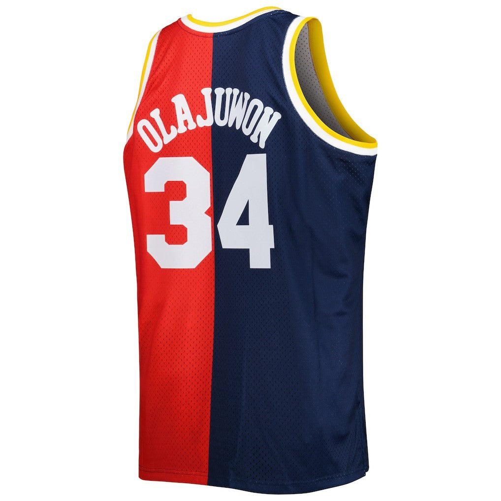 Hakeem Olajuwon Houston Rockets Big & Tall Hardwood Classics 1993/94 Split Swingman Jersey Navy/Red - NBA