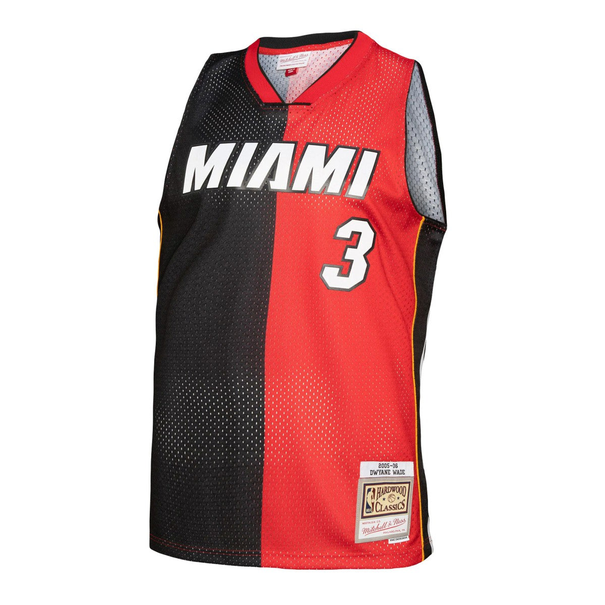 Dwyane Wade Miami Heat Big & Tall Hardwood Classics 2005/06 Split Swingman Jersey Black/Red - NBA