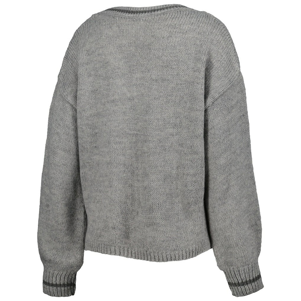 Brooklyn Nets Lusso Women's Scarletts Lantern Sleeve Tri-Blend V-Neck Pullover Sweater Gray - NBA