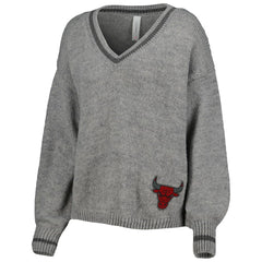 Chicago Bulls Lusso Women's Scarletts Lantern Sleeve Tri-Blend V-Neck Pullover Sweater Gray - NBA