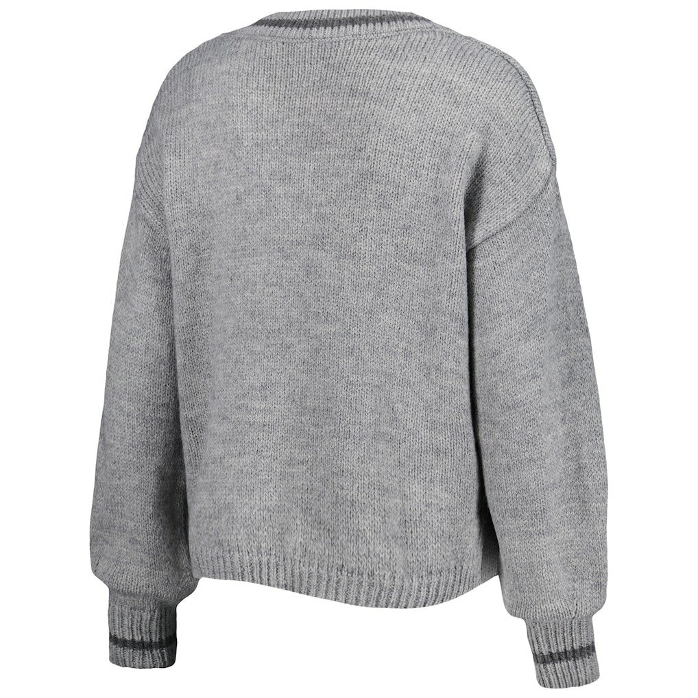 Philadelphia 76ers Lusso Women's Scarletts Lantern Sleeve Tri-Blend V-Neck Pullover Sweater Gray - NBA
