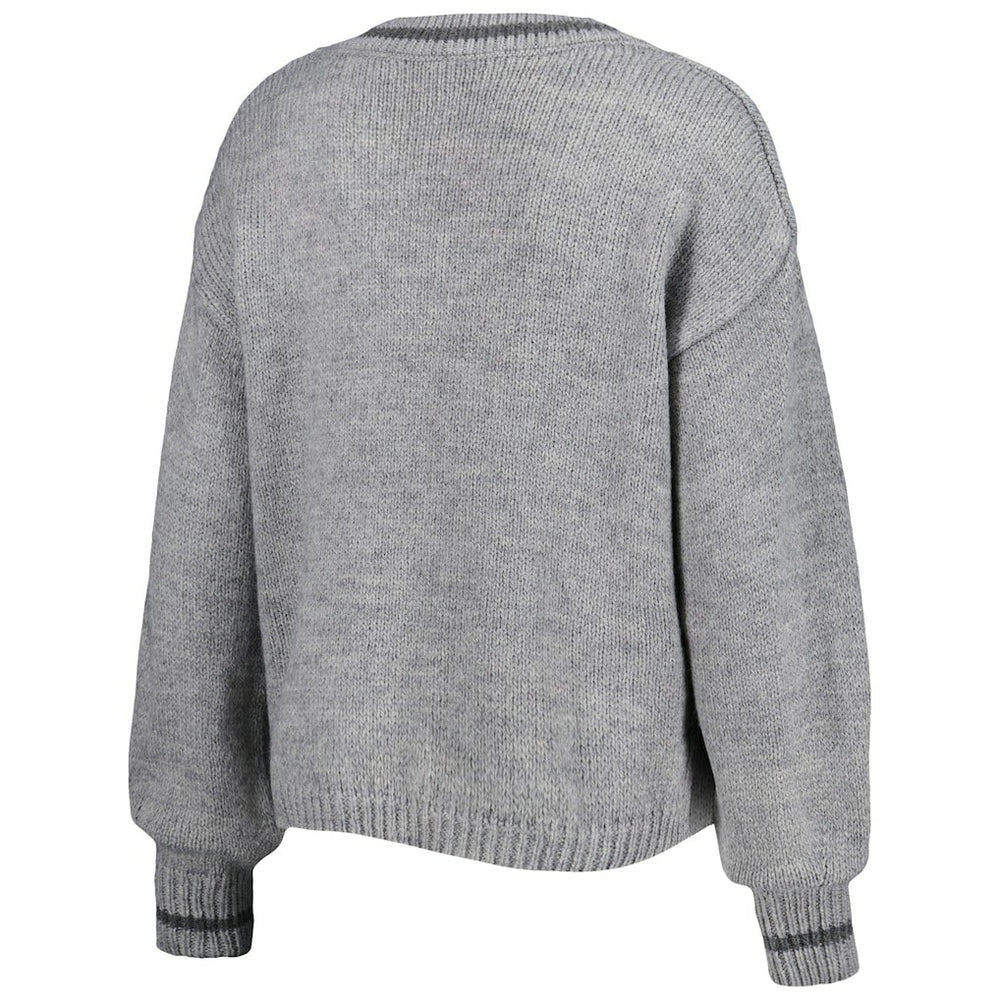Philadelphia 76ers Lusso Women's Scarletts Lantern Sleeve Tri-Blend V-Neck Pullover Sweater Gray - NBA