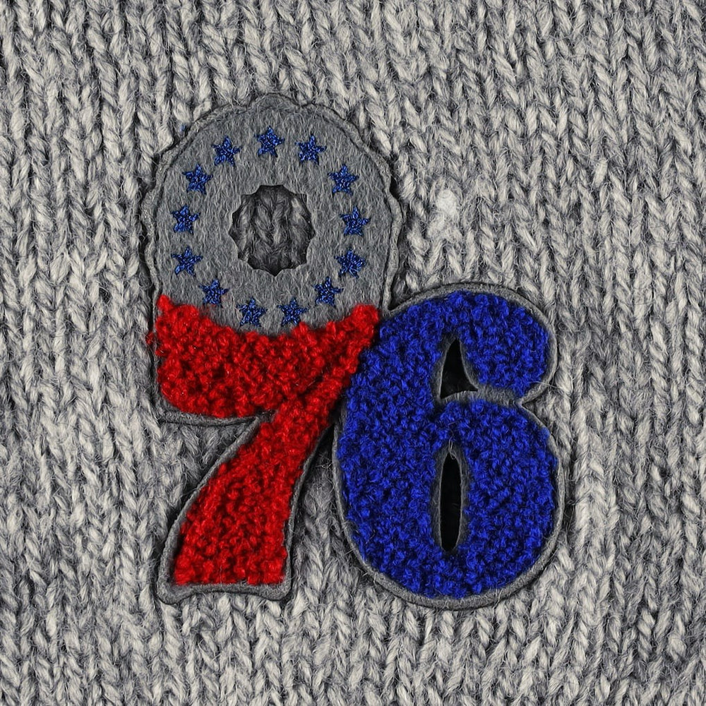 Philadelphia 76ers Lusso Women's Scarletts Lantern Sleeve Tri-Blend V-Neck Pullover Sweater Gray - NBA