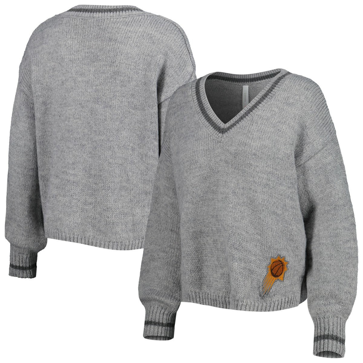 Phoenix Suns Lusso Women's Scarletts Lantern Sleeve Tri-Blend V-Neck Pullover Sweater Gray - NBA