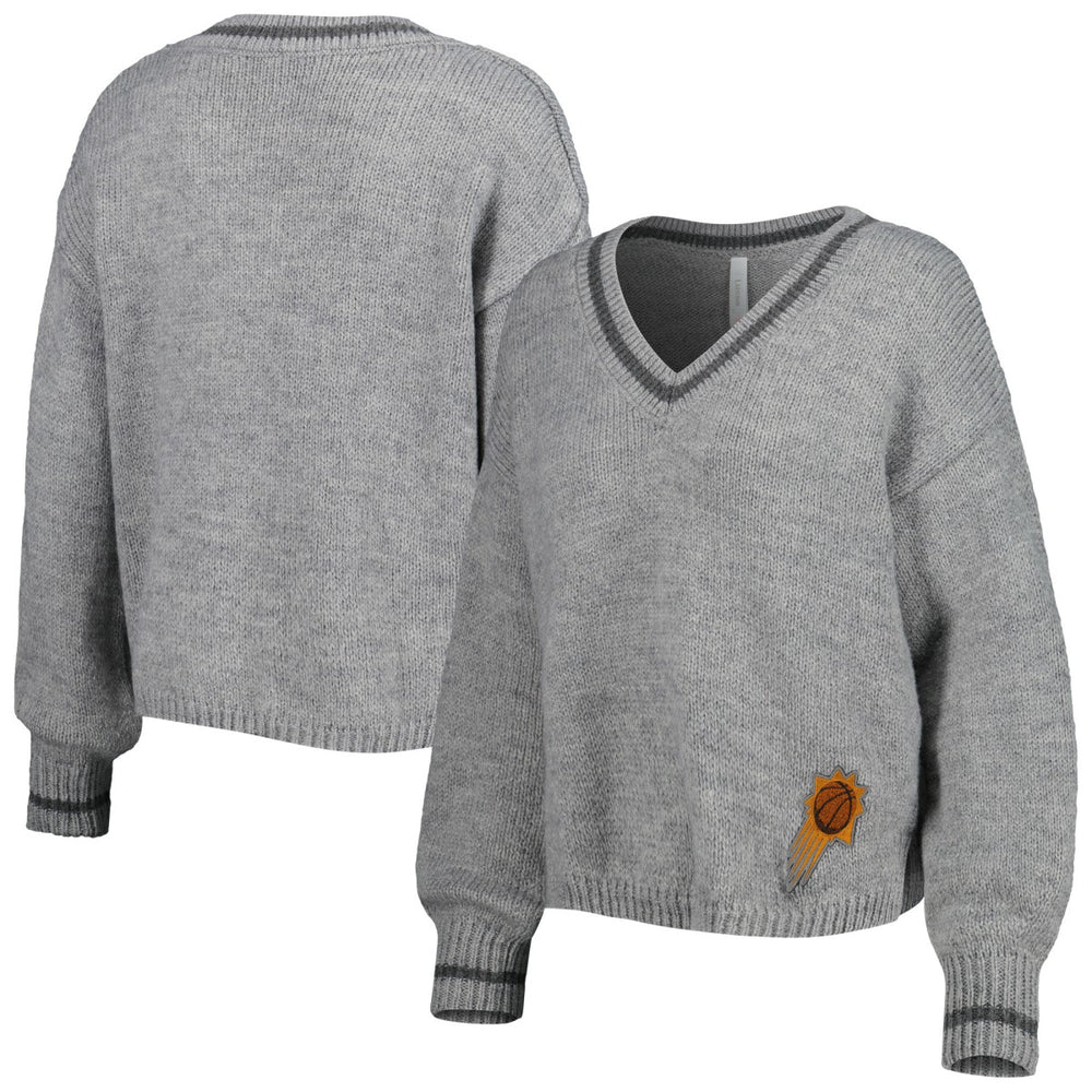 Phoenix Suns Lusso Women's Scarletts Lantern Sleeve Tri-Blend V-Neck Pullover Sweater Gray - NBA