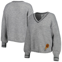 Phoenix Suns Lusso Women's Scarletts Lantern Sleeve Tri-Blend V-Neck Pullover Sweater Gray - NBA