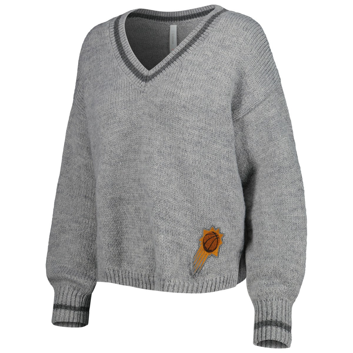 Phoenix Suns Lusso Women's Scarletts Lantern Sleeve Tri-Blend V-Neck Pullover Sweater Gray - NBA