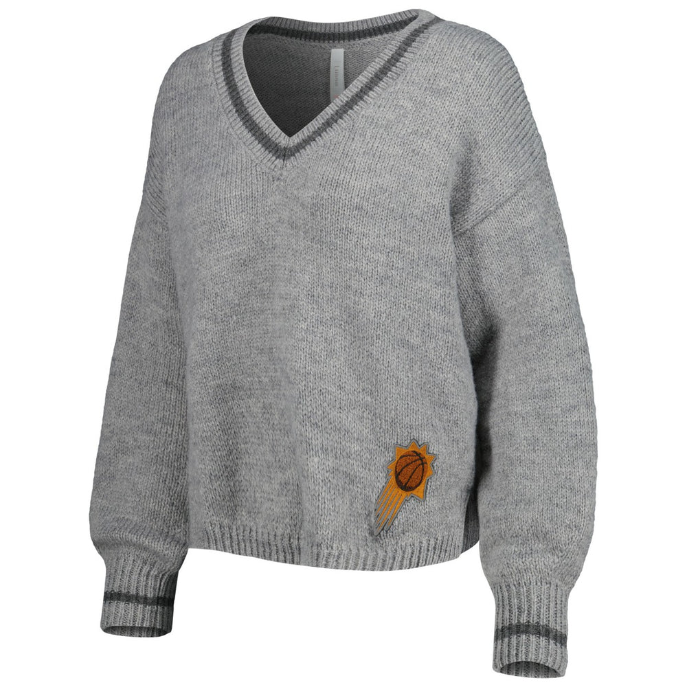 Phoenix Suns Lusso Women's Scarletts Lantern Sleeve Tri-Blend V-Neck Pullover Sweater Gray - NBA