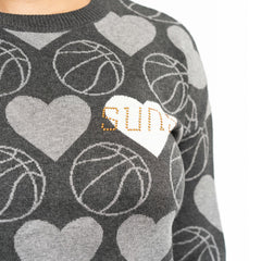 Phoenix Suns Lusso Women's Basketball Love Swarovski Crystal Intarsia Pullover Sweater Charcoal - NBA
