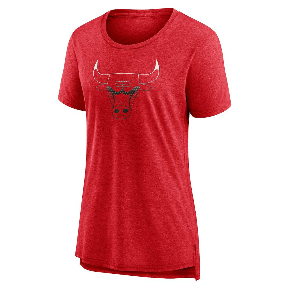 Chicago Bulls Women's Gradient Logo Tri-Blend T-Shirt Heather Red - NBA