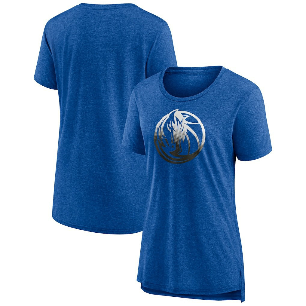 Dallas Mavericks Women's Gradient Logo Tri-Blend T-Shirt Heather Royal - NBA