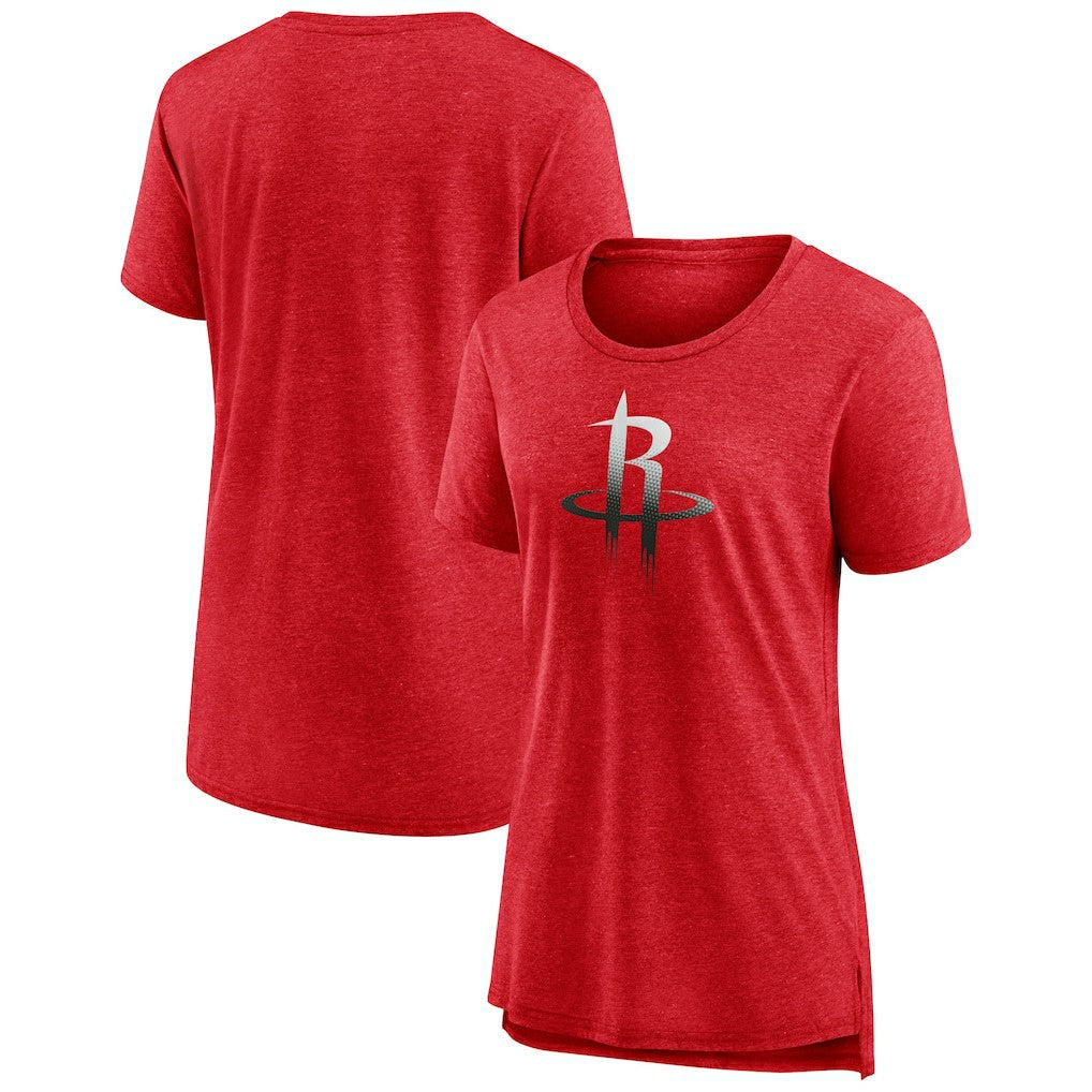 Houston Rockets Women's Gradient Logo Tri-Blend T-Shirt Heather Red - NBA