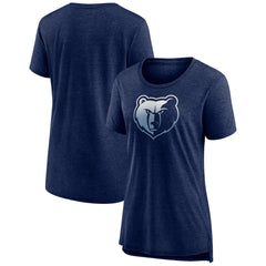 Memphis Grizzlies Women's Gradient Logo Tri-Blend T-Shirt Heather Navy - NBA