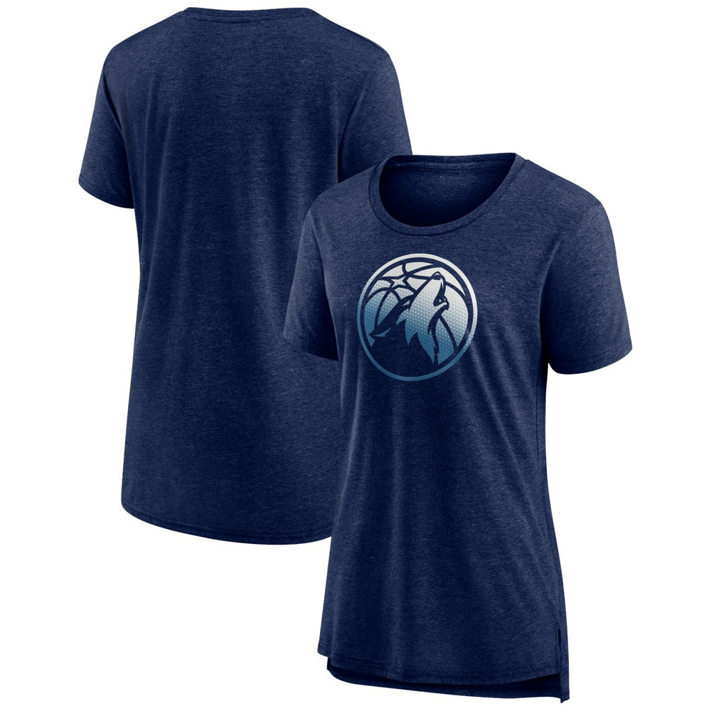 Minnesota Timberwolves Women's Gradient Logo Tri-Blend T-Shirt Heather Navy - NBA