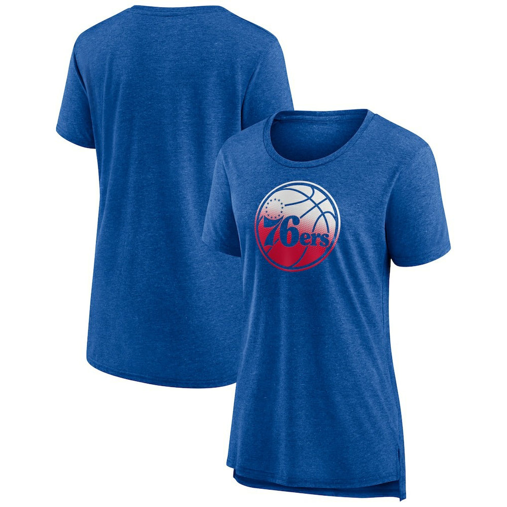 Philadelphia 76ers Women's Gradient Logo Tri-Blend T-Shirt Heather Red - NBA