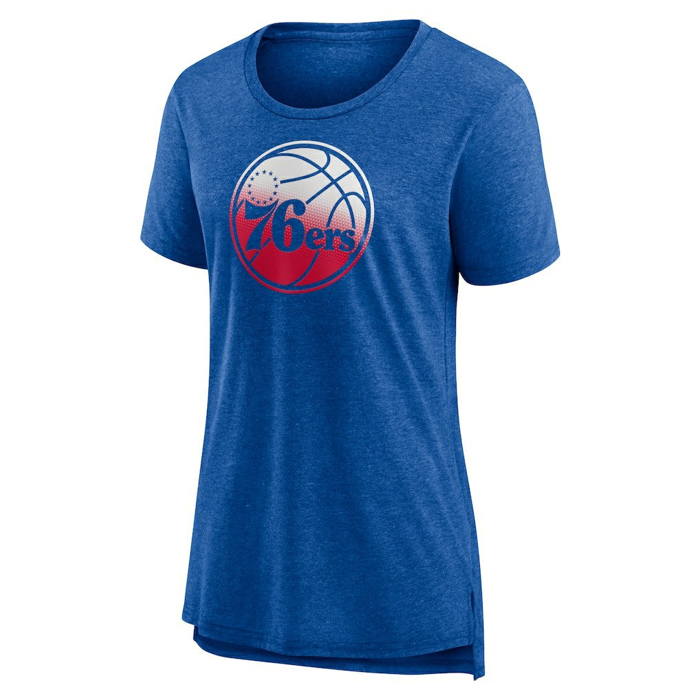 Philadelphia 76ers Women's Gradient Logo Tri-Blend T-Shirt Heather Red - NBA