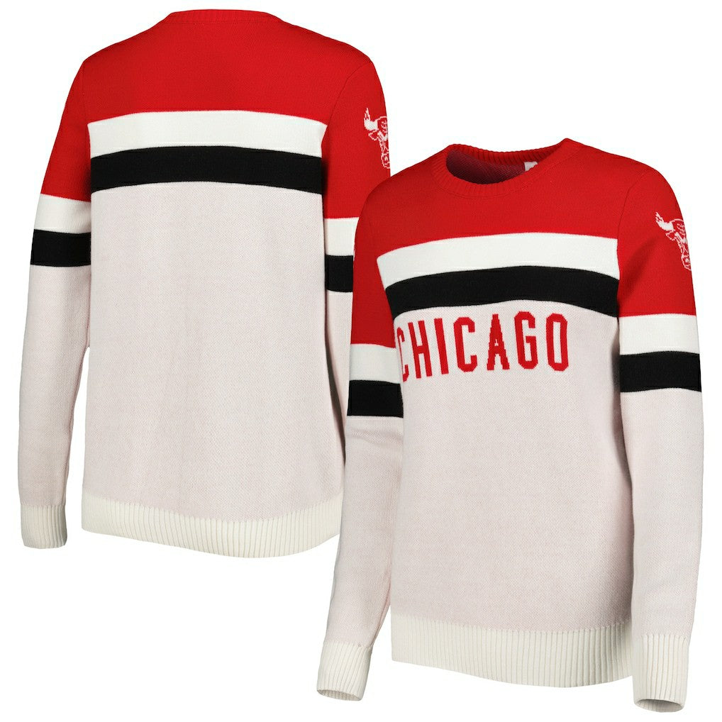 Chicago Bulls Lusso Women's Dominique Pullover Sweater Red/Cream - NBA