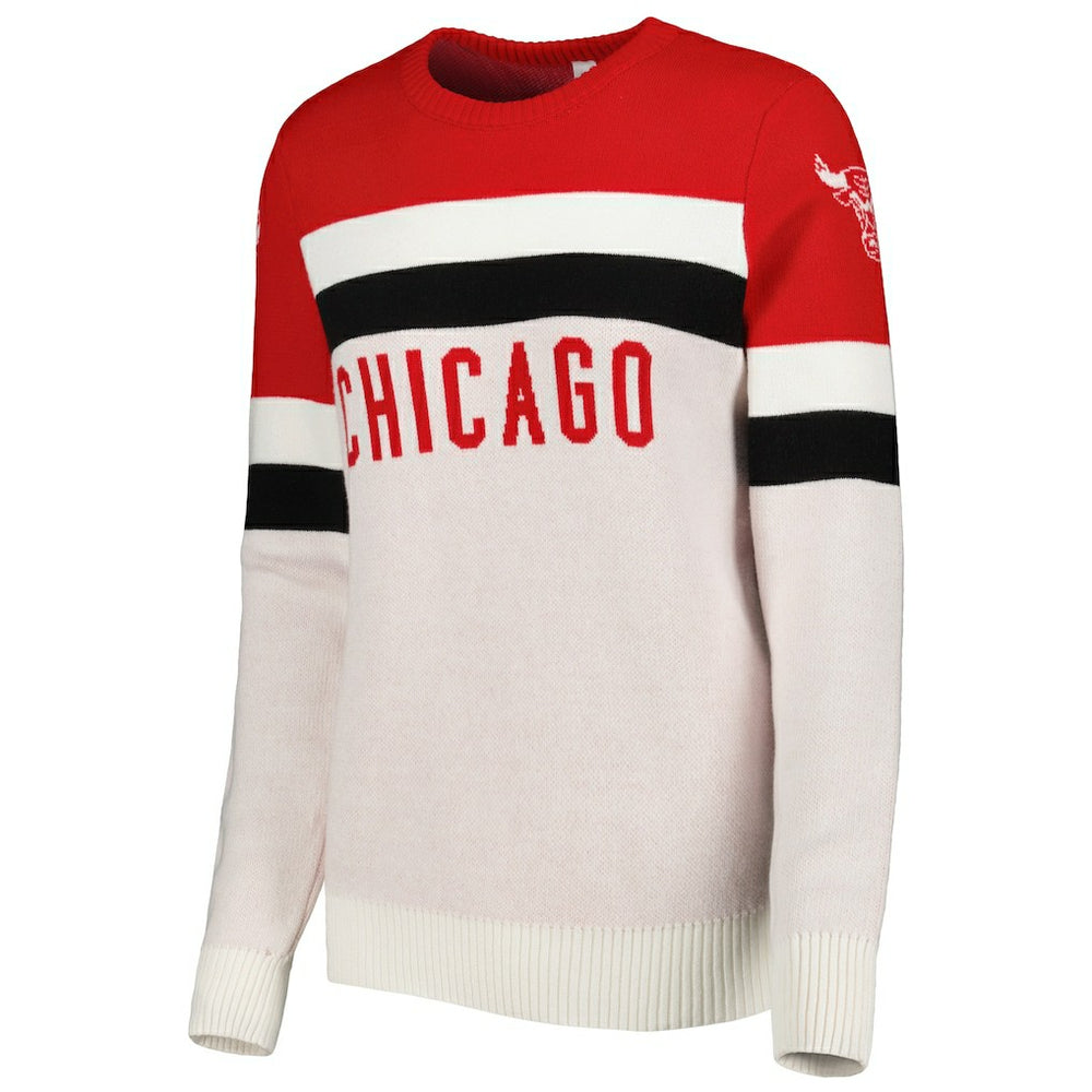 Chicago Bulls Lusso Women's Dominique Pullover Sweater Red/Cream - NBA