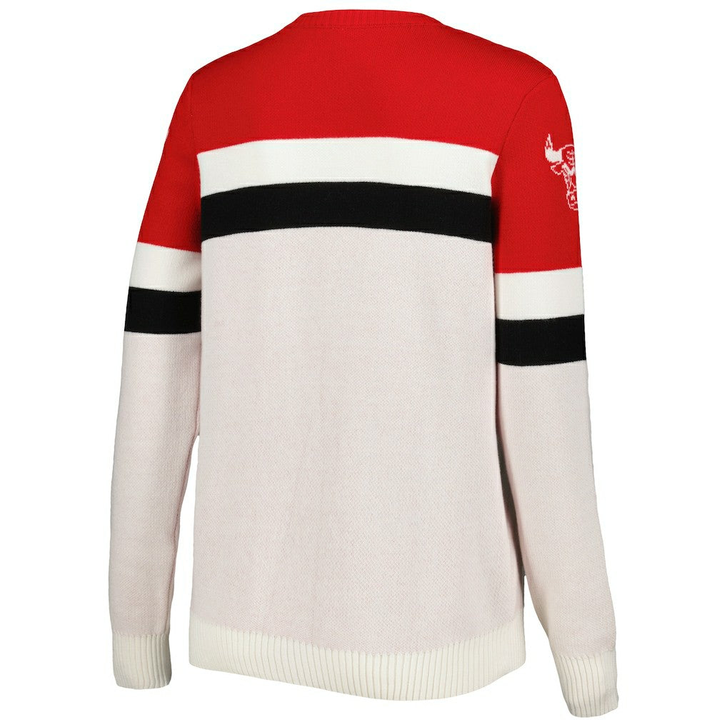 Chicago Bulls Lusso Women's Dominique Pullover Sweater Red/Cream - NBA