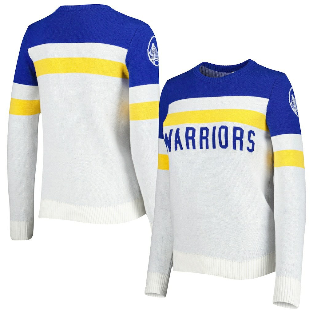 Golden State Warriors Lusso Women's Dominique Pullover Sweater Royal/Cream - NBA