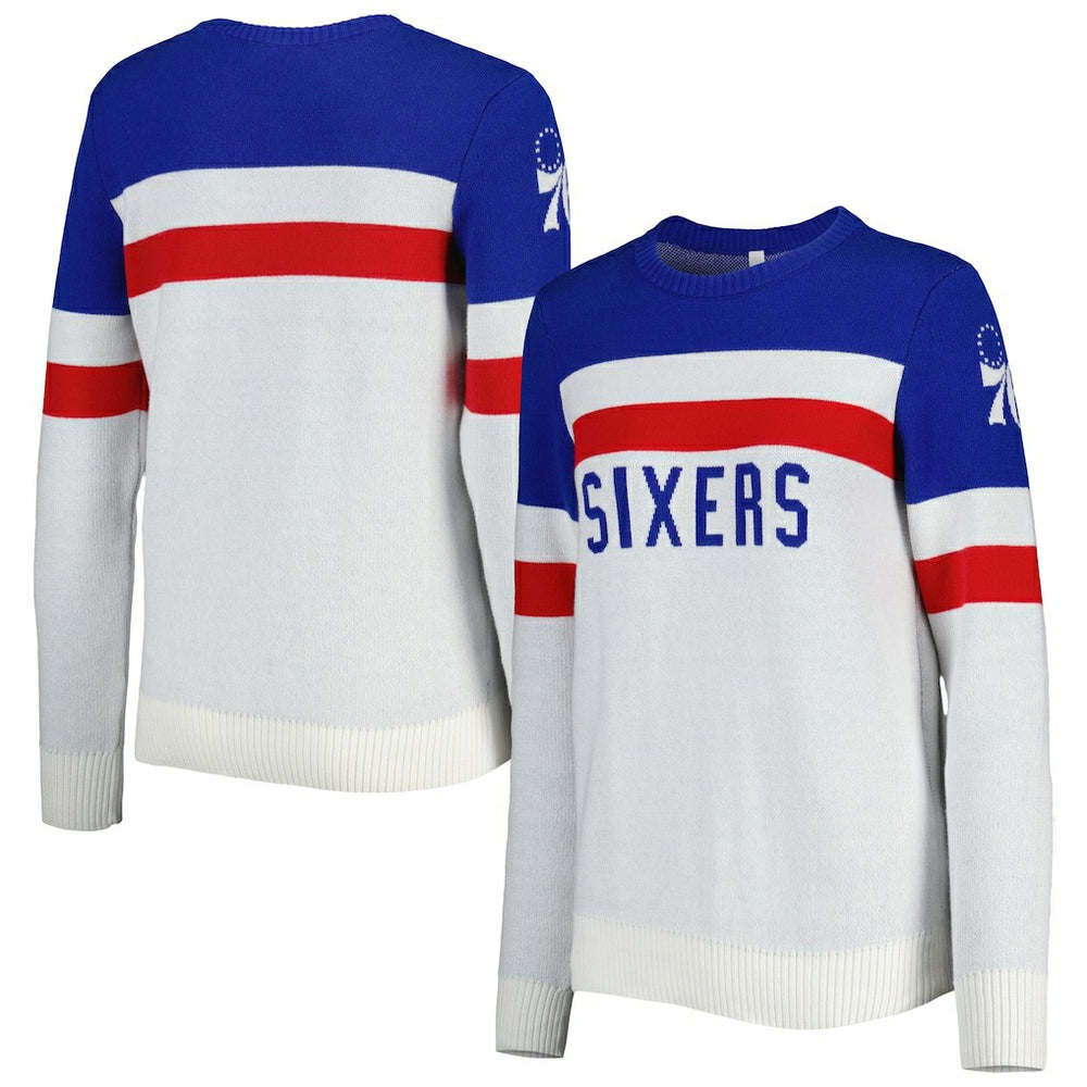 Philadelphia 76ers Lusso Women's Dominique Pullover Sweater Royal/Cream - NBA