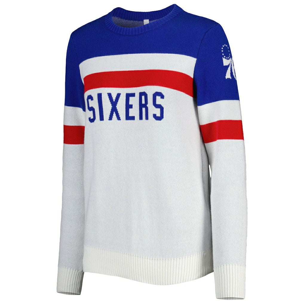 Philadelphia 76ers Lusso Women's Dominique Pullover Sweater Royal/Cream - NBA