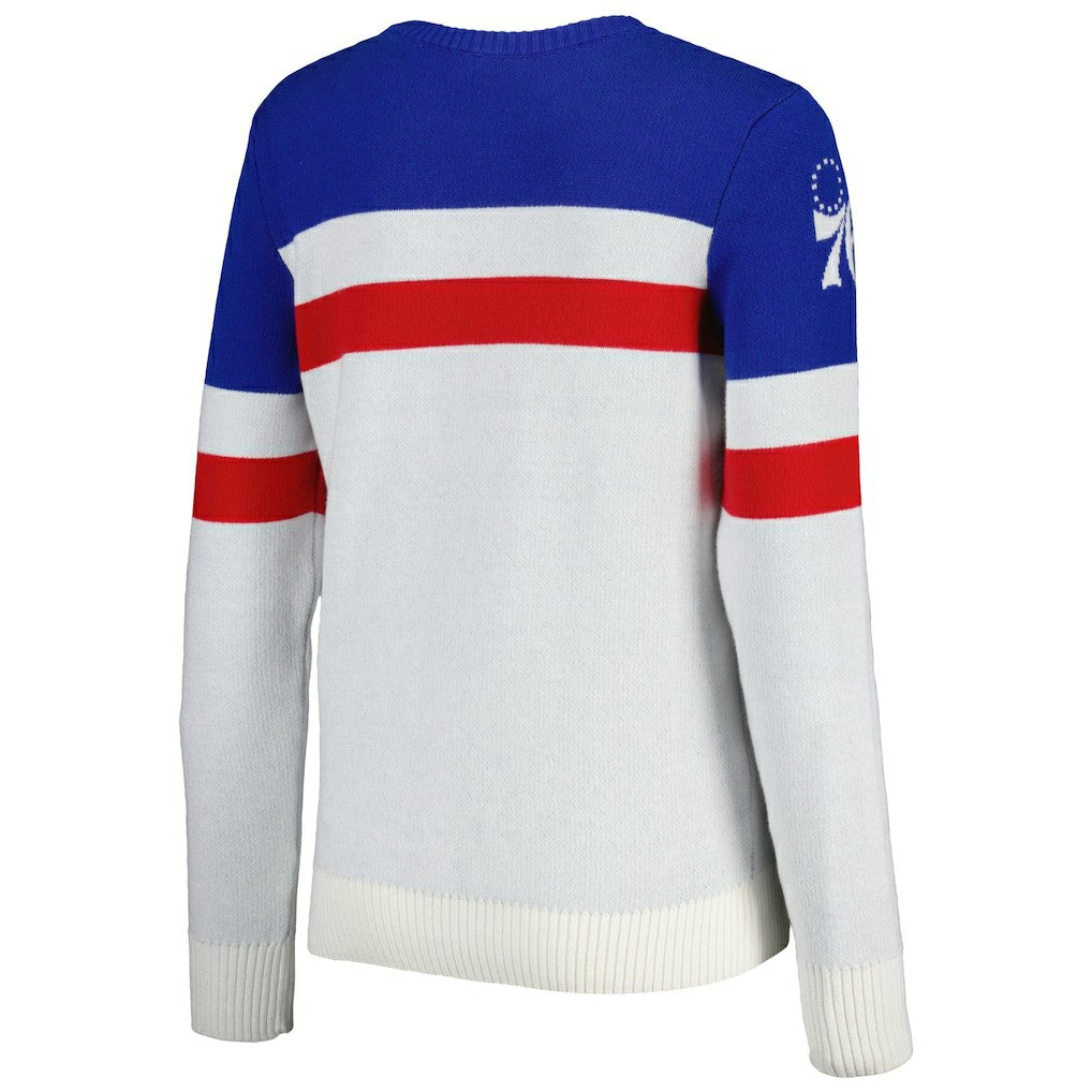 Philadelphia 76ers Lusso Women's Dominique Pullover Sweater Royal/Cream - NBA