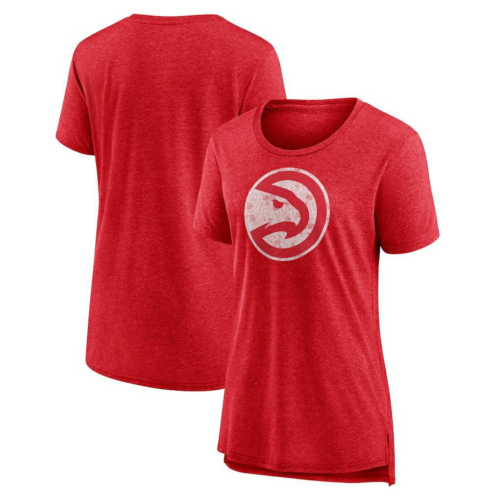 Atlanta Hawks Women's Distressed Logo Tri-Blend T-Shirt Heather Red - NBA