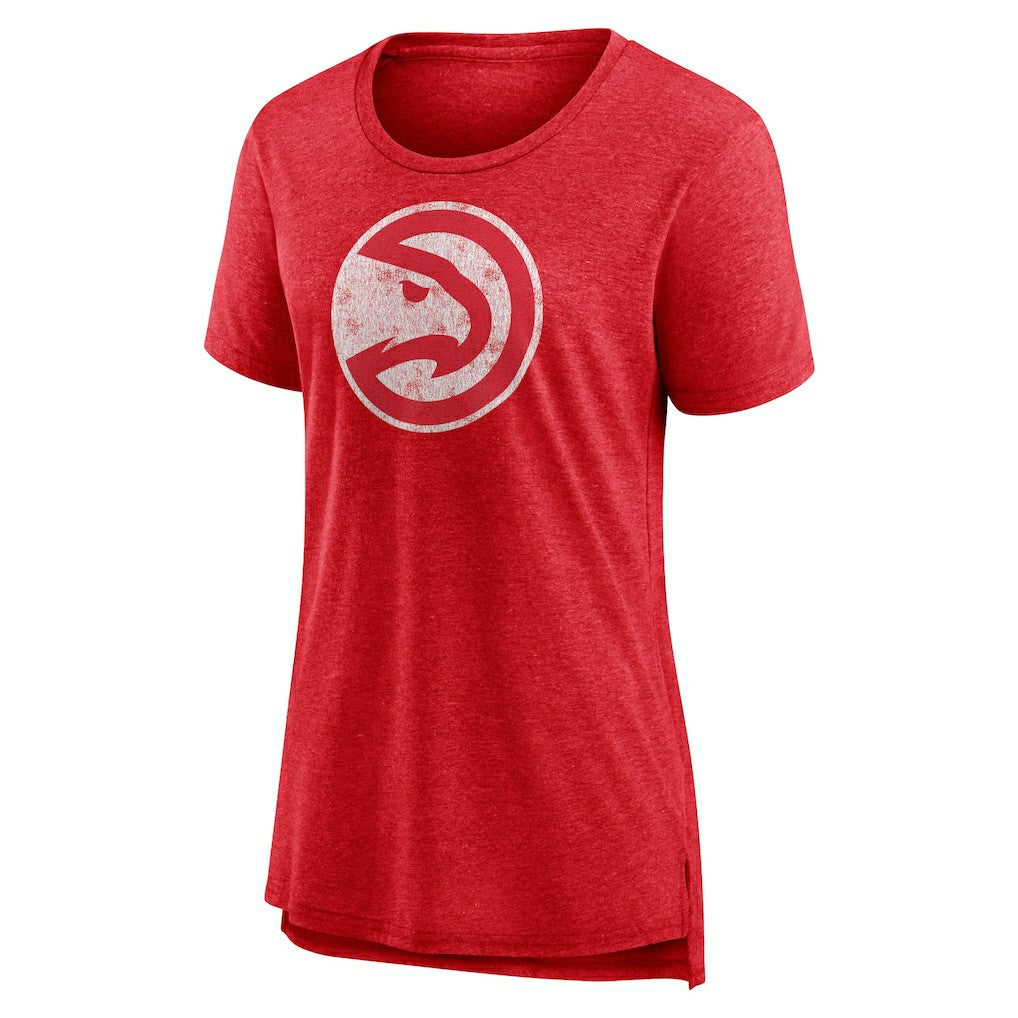 Atlanta Hawks Women's Distressed Logo Tri-Blend T-Shirt Heather Red - NBA