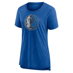 Dallas Mavericks Women's Distressed Logo Tri-Blend T-Shirt Heather Blue - NBA