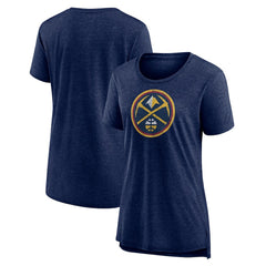 Denver Nuggets Women's Distressed Logo Tri-Blend T-Shirt Heather Navy - NBA
