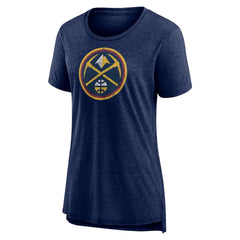 Denver Nuggets Women's Distressed Logo Tri-Blend T-Shirt Heather Navy - NBA