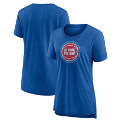 Detroit Pistons Women's Distressed Logo Tri-Blend T-Shirt Heather Blue - NBA