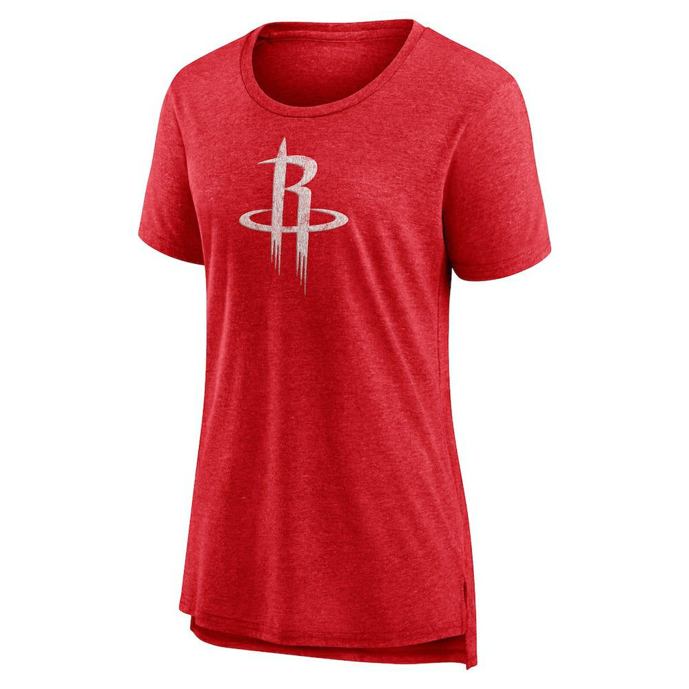 Houston Rockets Women's Distressed Logo Tri-Blend T-Shirt Heather Red - NBA
