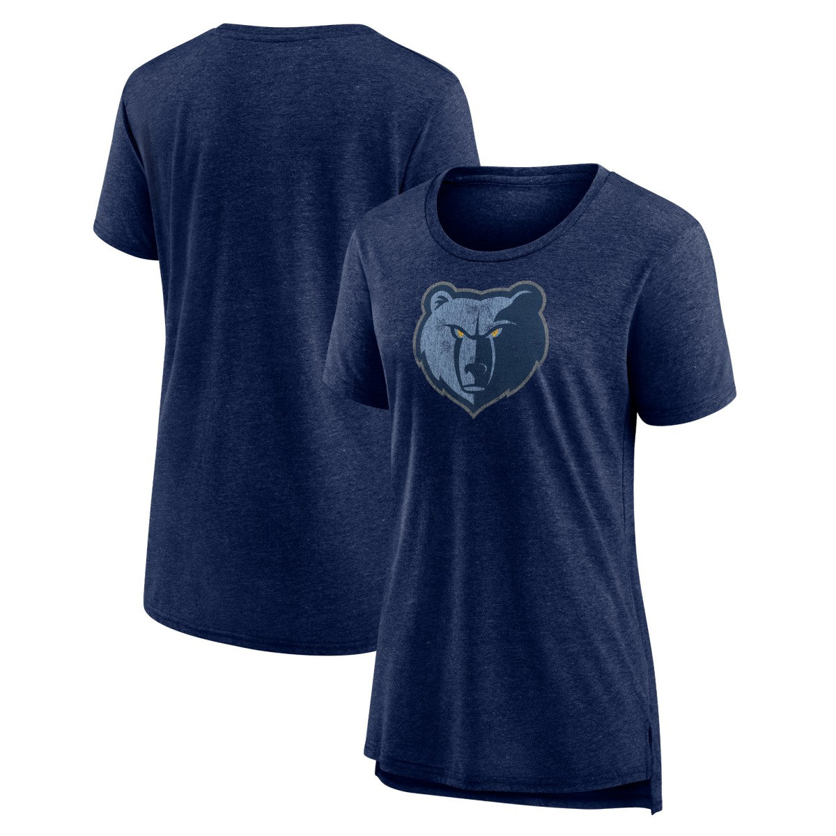 Memphis Grizzlies Women's Distressed Logo Tri-Blend T-Shirt Heather Navy - NBA