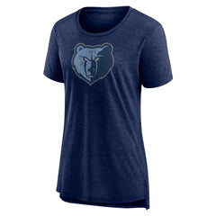 Memphis Grizzlies Women's Distressed Logo Tri-Blend T-Shirt Heather Navy - NBA