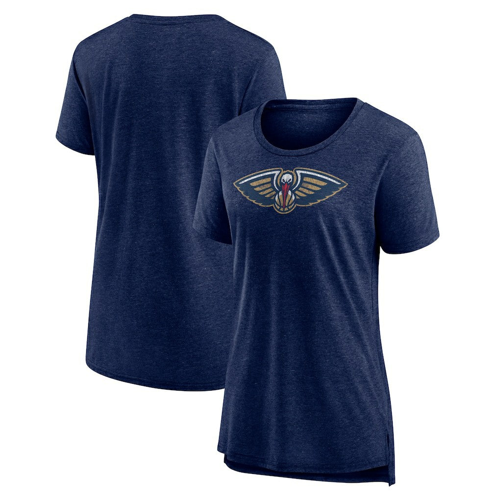 New Orleans Pelicans Women's Distressed Logo Tri-Blend T-Shirt Heather Navy - NBA