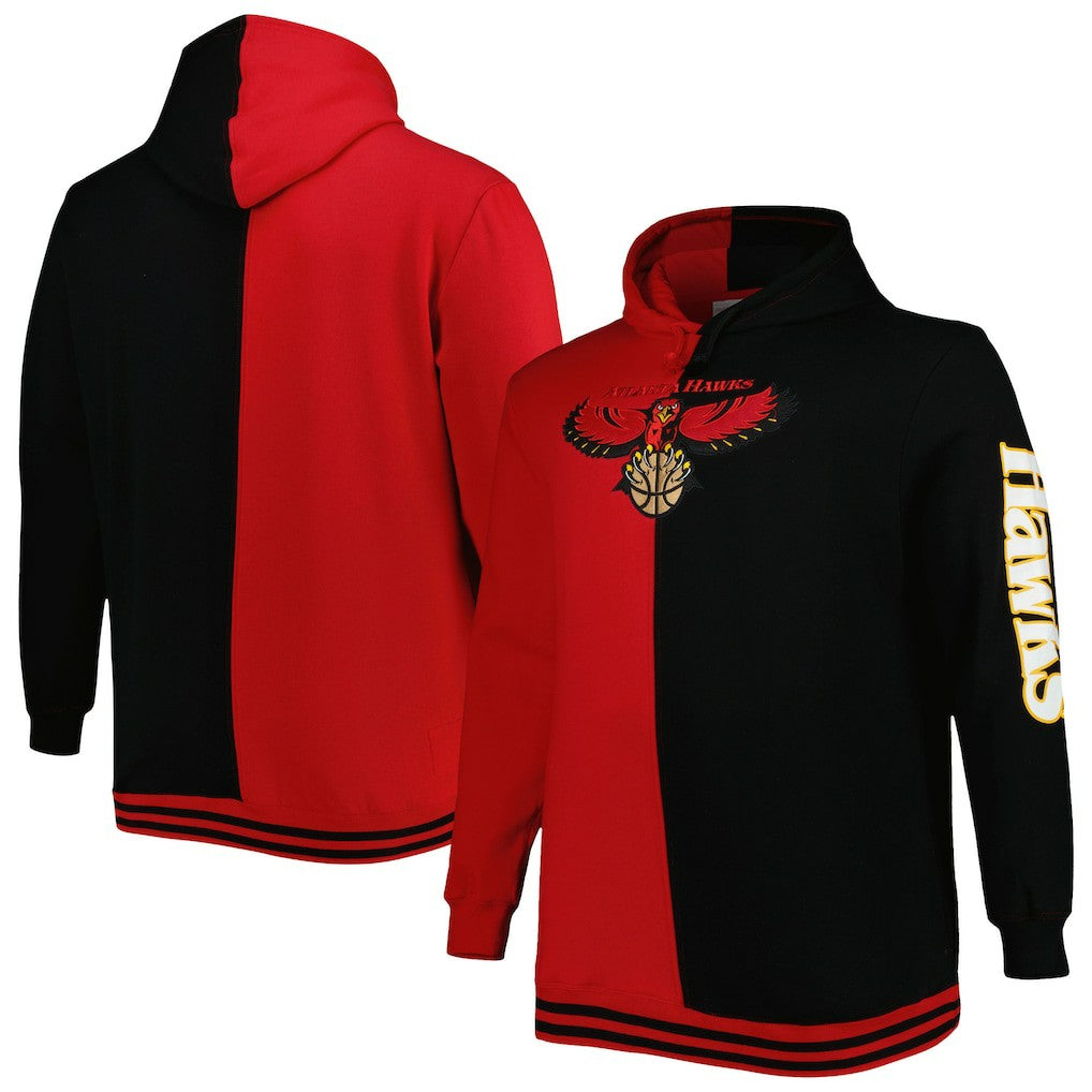 Atlanta Hawks Hardwood Classics Big & Tall Hardwood Classics Split Pullover Hoodie Red/Black - NBA
