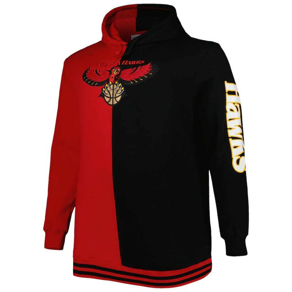 Atlanta Hawks Hardwood Classics Big & Tall Hardwood Classics Split Pullover Hoodie Red/Black - NBA