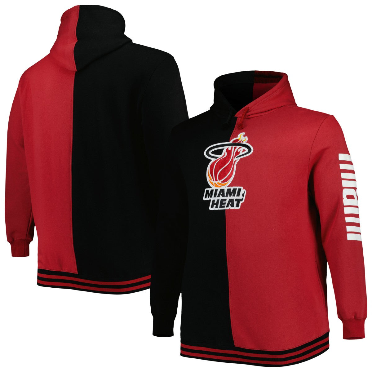 Miami Heat Hardwood Classics Big & Tall Hardwood Classics Split Pullover Hoodie Black/Red - NBA
